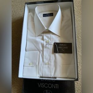 New EV Mens 100%Cotton shirt,USA Size16(EU41),White,Tag.Made in Italy.